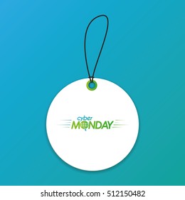 Isolated cyber monday label on a blue background, Vector illustration