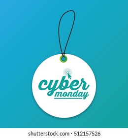 Isolated cyber monday label on a blue background, Vector illustration