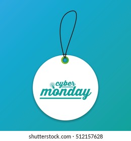Isolated cyber monday label on a blue background, Vector illustration