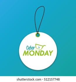 Isolated cyber monday label on a blue background, Vector illustration