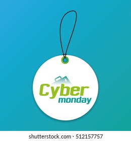 Isolated cyber monday label on a blue background, Vector illustration
