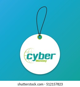 Isolated cyber monday label on a blue background, Vector illustration