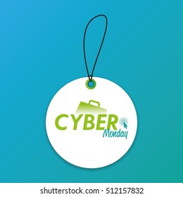 Isolated cyber monday label on a blue background, Vector illustration