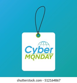 Isolated cyber monday label on a blue background, Vector illustration