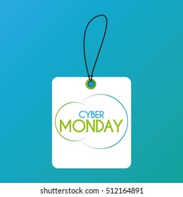 Isolated cyber monday label on a blue background, Vector illustration