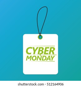 Isolated cyber monday label on a blue background, Vector illustration