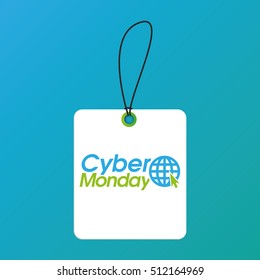 Isolated cyber monday label on a blue background, Vector illustration