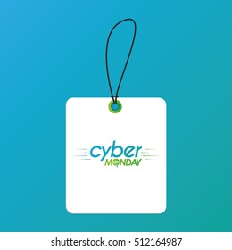 Isolated cyber monday label on a blue background, Vector illustration