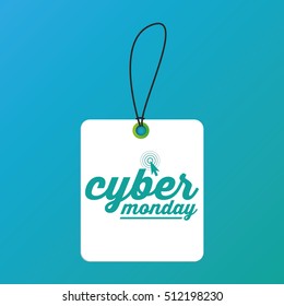 Isolated cyber monday label on a blue background, Vector illustration