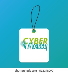 Isolated cyber monday label on a blue background, Vector illustration