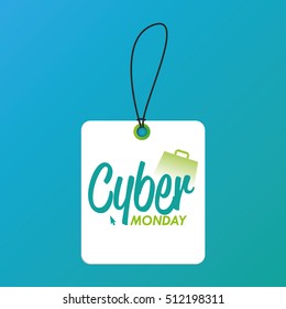 Isolated cyber monday label on a blue background, Vector illustration