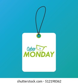 Isolated cyber monday label on a blue background, Vector illustration