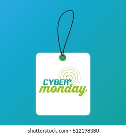 Isolated cyber monday label on a blue background, Vector illustration