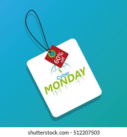 Isolated cyber monday label on a blue background, Vector illustration