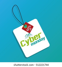 Isolated cyber monday label on a blue background, Vector illustration