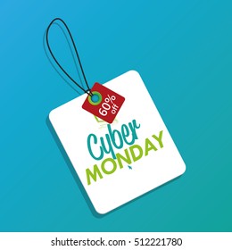 Isolated cyber monday label on a blue background, Vector illustration