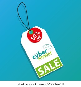Isolated cyber monday label on a blue background, Vector illustration