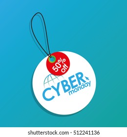 Isolated cyber monday label on a blue background, Vector illustration