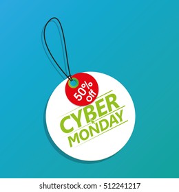 Isolated cyber monday label on a blue background, Vector illustration