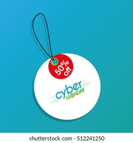 Isolated cyber monday label on a blue background, Vector illustration