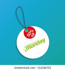 Isolated cyber monday label on a blue background, Vector illustration