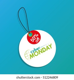 Isolated cyber monday label on a blue background, Vector illustration