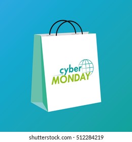 Isolated cyber monday shopping bag on a blue background, Vector illustration