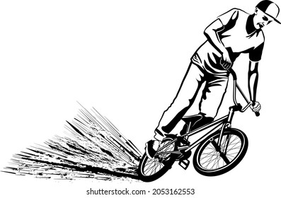 isolated cyclist - monochromatic vector illustration