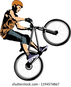isolated cyclist - vector illustration