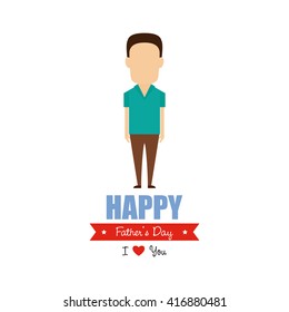 Isolated dad icon on a white background with text and a ribbon