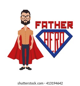 Isolated dad with trendy clothes and text on a white background