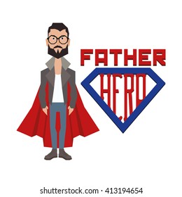 Isolated dad with trendy clothes and text on a white background