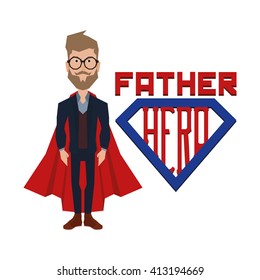 Isolated dad with trendy clothes and text on a white background