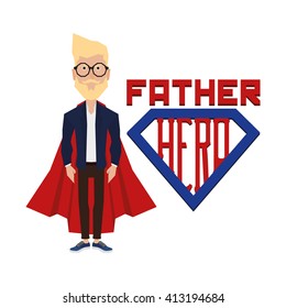 Isolated dad with trendy clothes and text on a white background