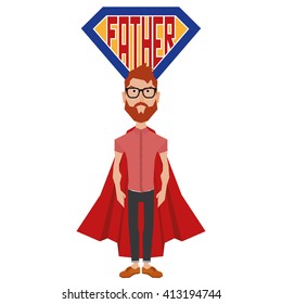 Isolated dad with trendy clothes and text on a white background