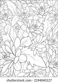 einzelne Dahlienblumenumrisse, Vektorgrafik natürlich, Blumen, Blütenblatt, Stift, Skizze, Schwarz-Weiß-Farbseiten für erwachsene