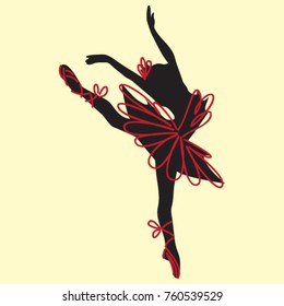isolated dancing ballerina on a light background, vector illustration