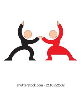 Isolated dancing icon. Black figures of athlets on white background. Sport dancing.