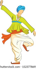 isolated dancing man in Indian clothes