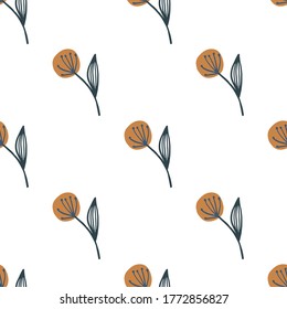 Isolated dandelion seamless pattern on white background. For fabric design, textile print, wrapping, cover. Vector illustration.