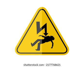 isolated danger of death caution, keep out, common hazardous symbols on yellow round triangle board warning sign for icon, label, logo or package industry etc. paperwork flat style vector design.