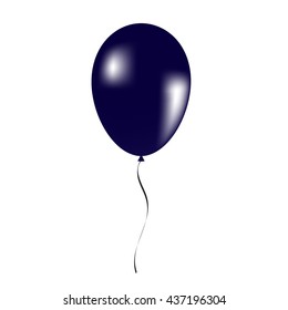 Isolated Dark Blue Balloon On White Background. Vector Decoration For Birthday Party And Festival Celebration.