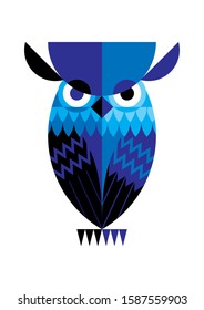 Isolated dark blue owl logotype design
