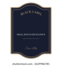 Isolated dark blue vintage Label with text Black label. Good for Premium alcoholic beverages, high-quality cheese, chocolate, herbal teas, luxury goods, natural products