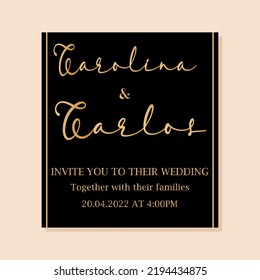 Isolated dark card wedding invitation vector illustration