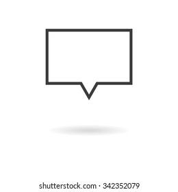 Isolated Dark Gray Icon For Rectangular Speech Bubbles (talk, Dialog, Chat, Opinion, Contact, Conversation, Forum, Message, ...) On White Background With Shadow