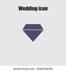 Ícone isolado de diamante cinza escuro representa casamento, luxo, noivado ou outras celebrações