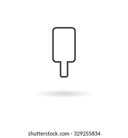 Isolated dark grey icon for ice cream lolly (silhouette) on white background with shadow