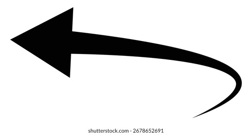  Isolated dark pointing arrow icon. Modern pointing vector arrow icon. Curved line arrows. Black single curved arrow icon on white page. Vector isolated arrows set on white background. EPS 10. 