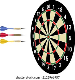 isolated dartboard and dartsmith - vector illustration